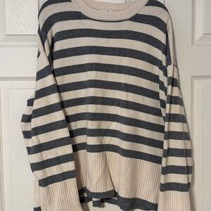 Entro Gray and Cream Striped Sweater